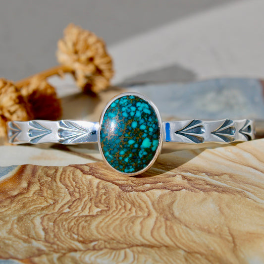 Cloud Mountain Turquoise Stamped Cuff Bracelet
