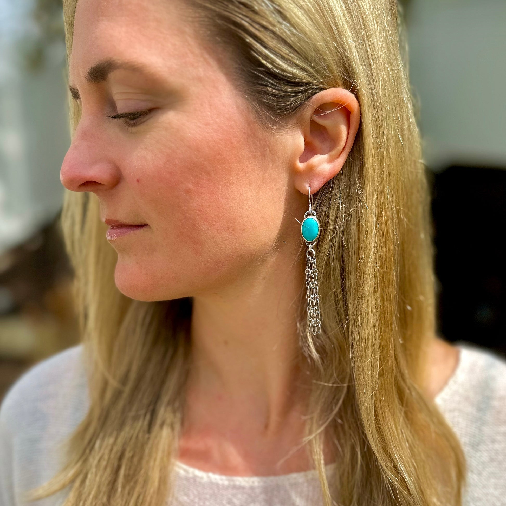  Desert Dreamer Earrings - Made to Order Earrings featuring Kingman turquoise & Sterling Silver