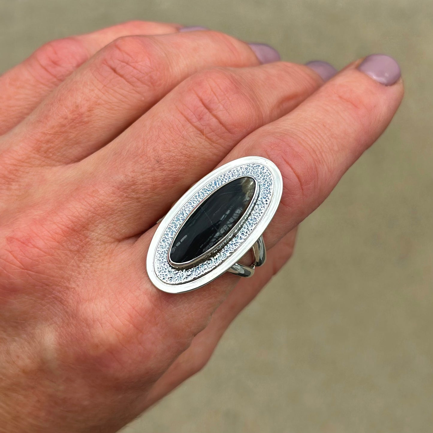 The Space Odyssey Ring (size 9)- Picasso Marble & Sterling Silver