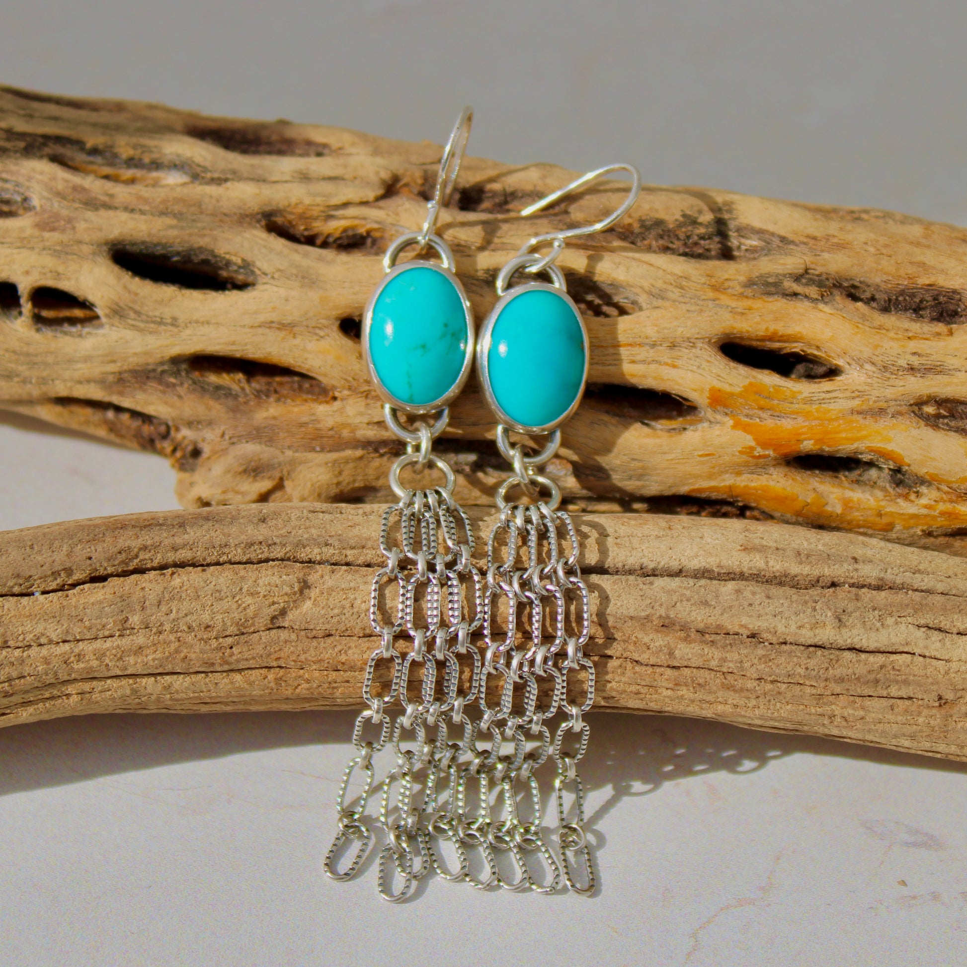  Desert Dreamer Earrings - Made to Order Earrings with Kingman turquoise & Sterling Silver