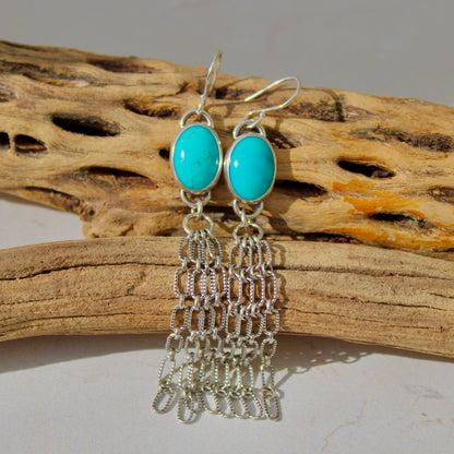  Desert Dreamer Earrings - Made to Order Earrings with Kingman turquoise & Sterling Silver