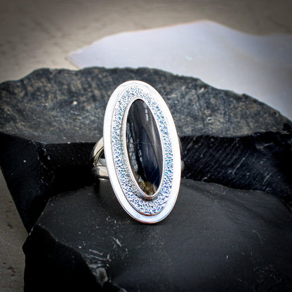 The Space Odyssey Ring (size 9)- Picasso Marble & Sterling Silver