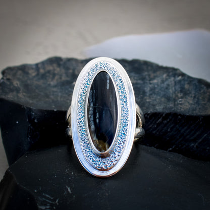 The Space Odyssey Ring (size 9)- Picasso Marble & Sterling Silver