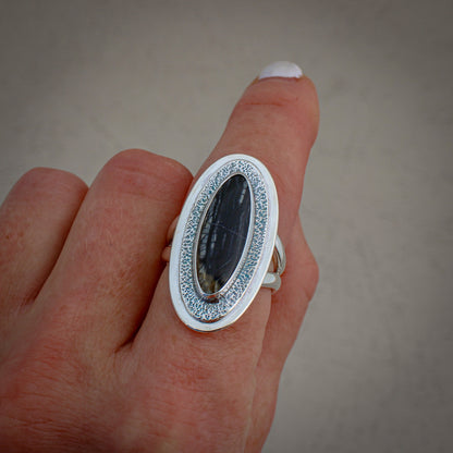 The Space Odyssey Ring (size 9)- Picasso Marble & Sterling Silver