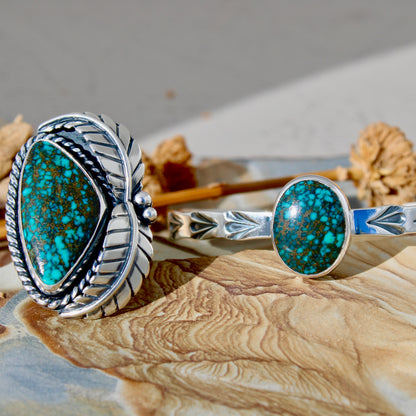 Cloud Mountain Turquoise Stamped Cuff Bracelet