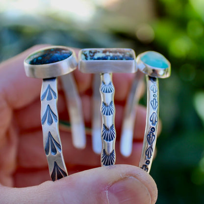 Cloud Mountain Turquoise Stamped Cuff Bracelet