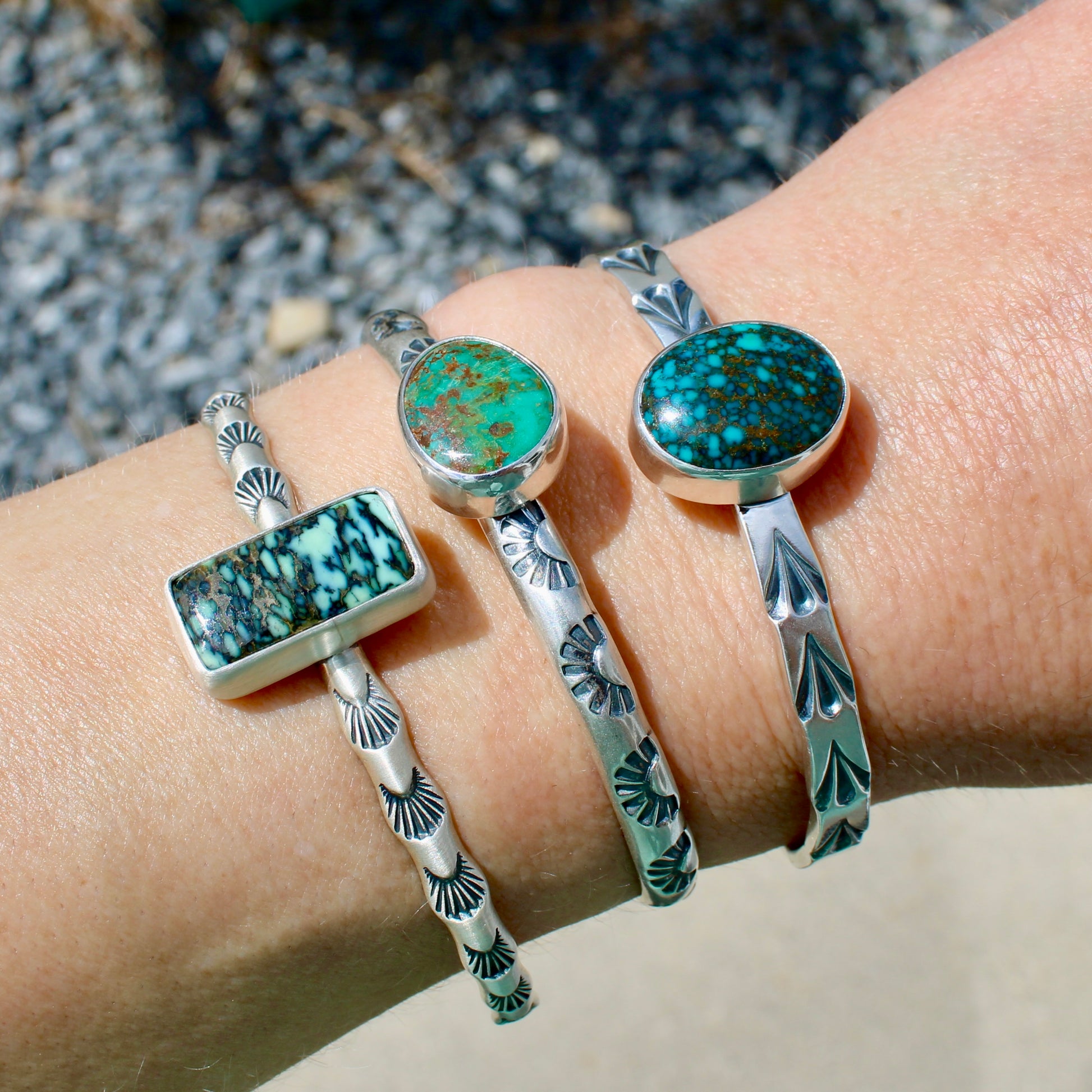 Cloud Mountain Turquoise Stamped Cuff Bracelet