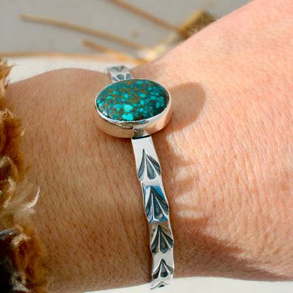 Cloud Mountain Turquoise Stamped Cuff Bracelet